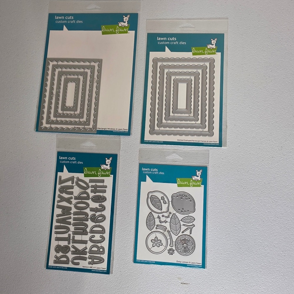NWT Lawn Fawn Custom Craft Dies Bundle Set of 4 Rectangle ABCs Lemon Silver